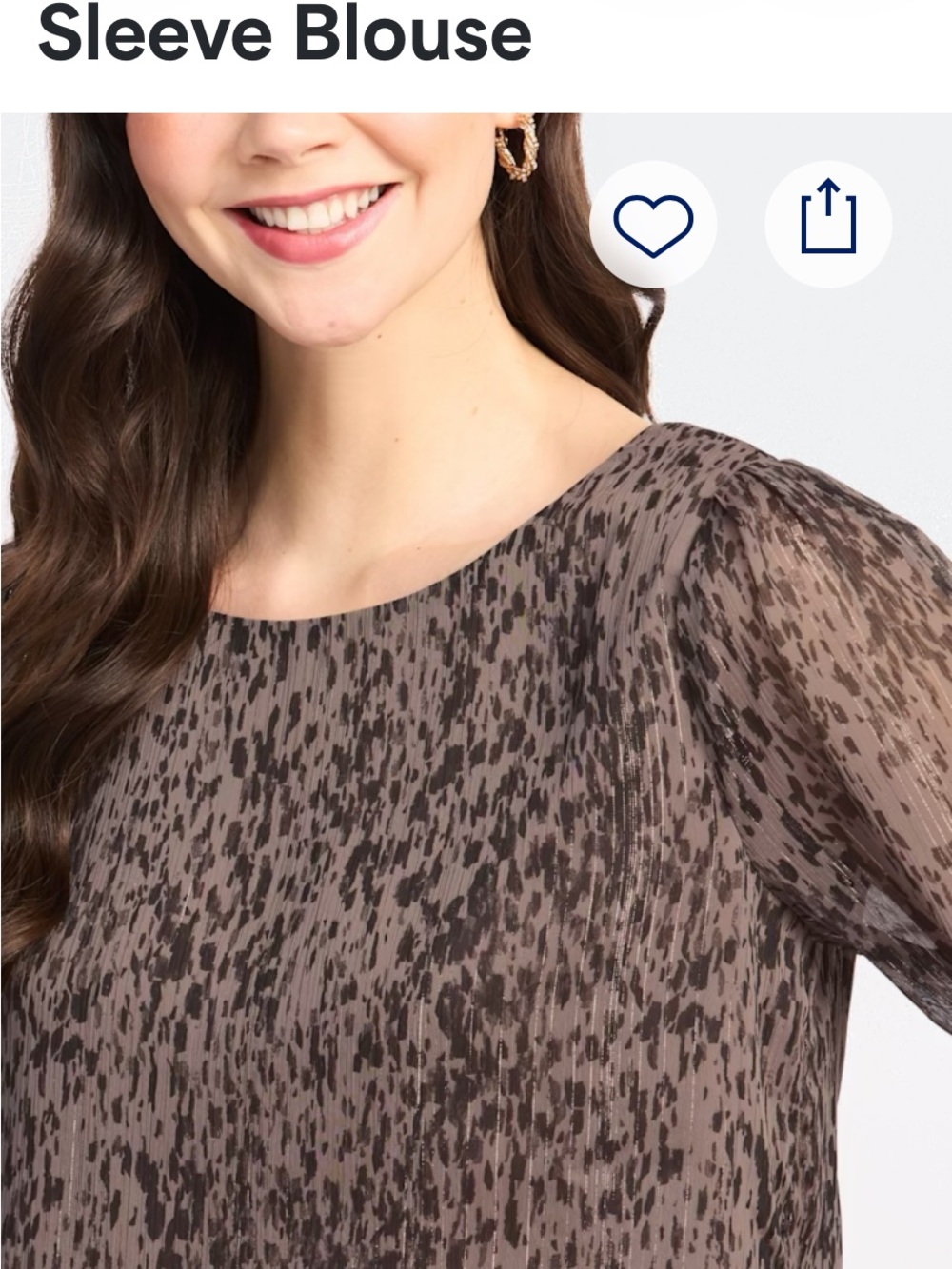 Sheer Brown Animal Print Long-Sleeve Blouse (Stitch Fix)